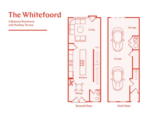Floor plan for 3 beds, 3.5 baths, 1800 sqft